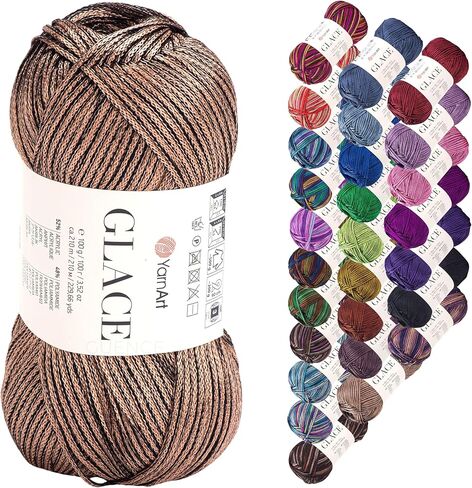 YarnArt Glace Yarn – 52% Acrylic, 48% Polyamide, Light Weight Knitting & Crochet Yarn, 100g (3.5 oz), 210m (229 yds) – Soft, Durable, Shiny Finish for Garments & Accessories (7315) in Saudi Arabia