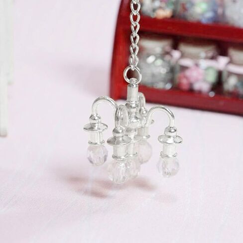 Kisangel 2pcs Miniature Hanging Crystal Chandelier for Dollhouse Decoration Elegant Ceiling Light for Miniature Scenes Finish in Saudi Arabia