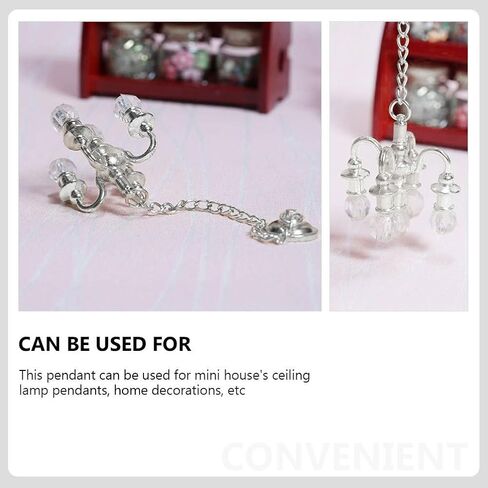 Kisangel 2pcs Miniature Hanging Crystal Chandelier for Dollhouse Decoration Elegant Ceiling Light for Miniature Scenes Finish in Saudi Arabia