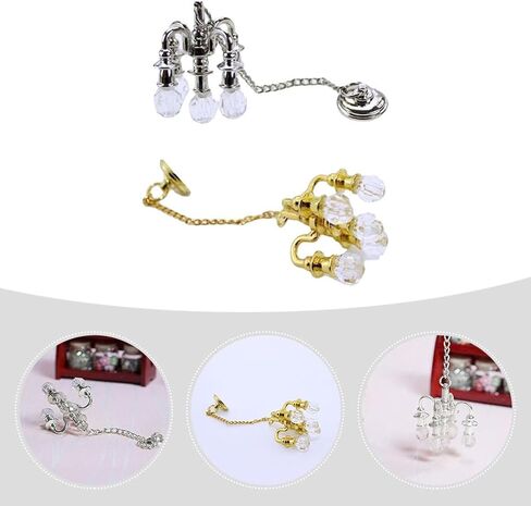 Kisangel 2pcs Miniature Hanging Crystal Chandelier for Dollhouse Decoration Elegant Ceiling Light for Miniature Scenes Finish in Saudi Arabia