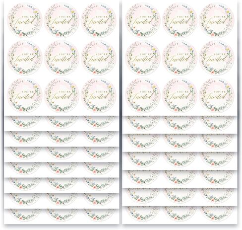 Mobiusea Creation 108 Pcs “You’re Invited" New Wildflower Design Wedding Invitation Stickers – 1.4" Waterproof Gold Foil Envelope Seals for Weddings, Bridal Showers, Birthdays & Baby Showers in Saudi Arabia