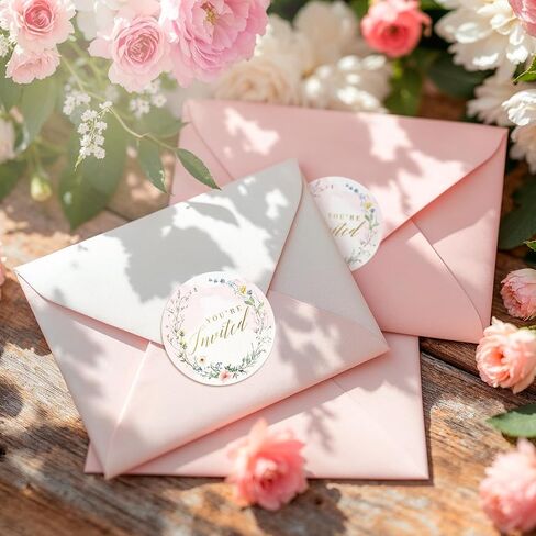 Mobiusea Creation 108 Pcs “You’re Invited" New Wildflower Design Wedding Invitation Stickers – 1.4" Waterproof Gold Foil Envelope Seals for Weddings, Bridal Showers, Birthdays & Baby Showers in Saudi Arabia