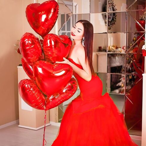Valentines Day Balloons Decorations, 40" Red LOVE 18 Inch Heart Shape Foil Balloons with 1000pcs Silk Rose Petals for Valentine's Day Anniversary Engagement Galentines Day Party Supplies in Kuwait