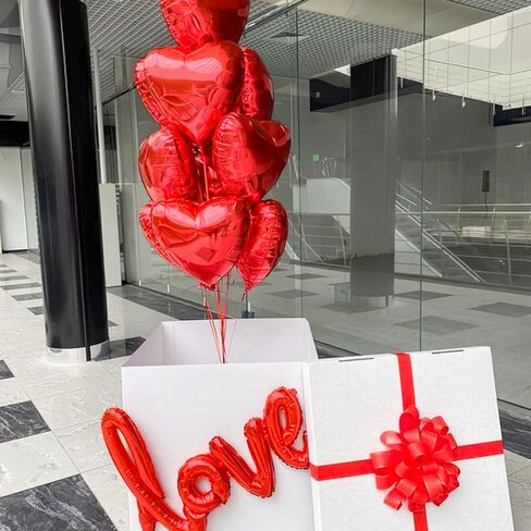 Valentines Day Balloons Decorations, 40" Red LOVE 18 Inch Heart Shape Foil Balloons with 1000pcs Silk Rose Petals for Valentine's Day Anniversary Engagement Galentines Day Party Supplies in Kuwait