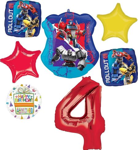 Anagram 4th Birthday Party Supplies 7pc Transformer's Foil Balloon Bouquet Decorations in Saudi Arabia