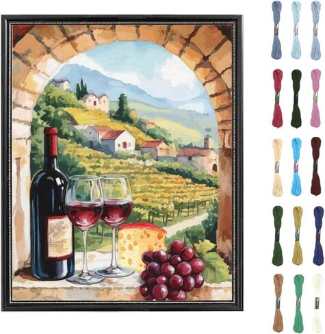 FREEBLOSS Cross Stitch Kit for Beginners Rural Scenery Stamped Cross Stitch Wall Hanging DIY Embroidery Kit with Instructions 15.8" x 19.7" in Saudi Arabia