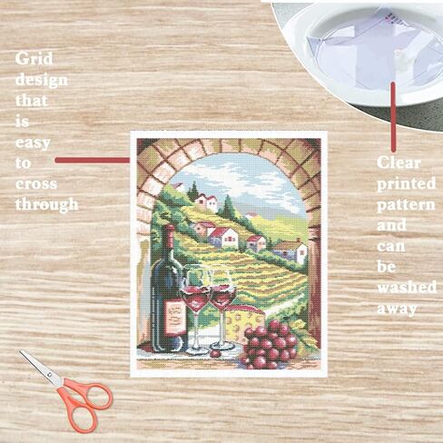 FREEBLOSS Cross Stitch Kit for Beginners Rural Scenery Stamped Cross Stitch Wall Hanging DIY Embroidery Kit with Instructions 15.8" x 19.7" in Saudi Arabia