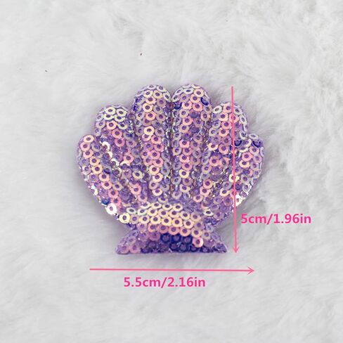 10Pcs Embroidery Shell Shapes Sew On Patch Badge Bag Hat Hair Accessory Applique (Purple) in Saudi Arabia