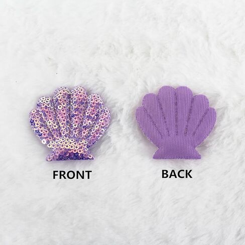 10Pcs Embroidery Shell Shapes Sew On Patch Badge Bag Hat Hair Accessory Applique (Purple) in Saudi Arabia