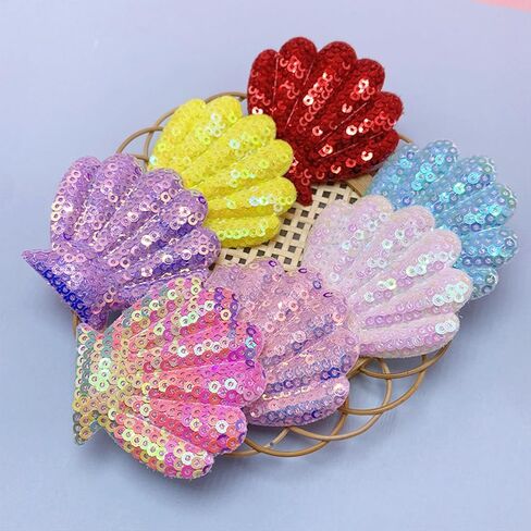 10Pcs Embroidery Shell Shapes Sew On Patch Badge Bag Hat Hair Accessory Applique (Purple) in Saudi Arabia