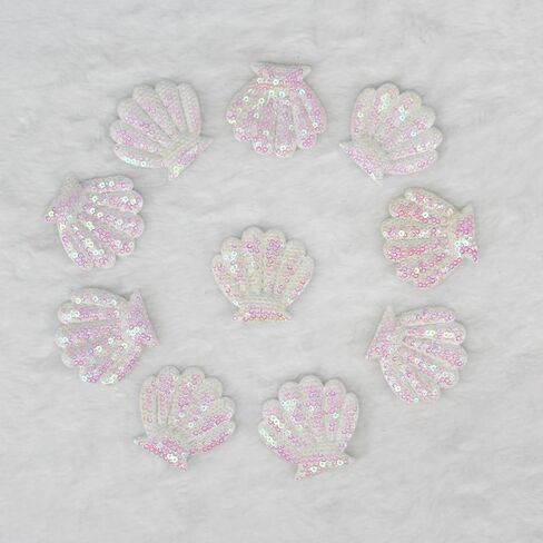 10Pcs Embroidery Shell Shapes Sew On Patch Badge Bag Hat Hair Accessory Applique (Purple) in Saudi Arabia