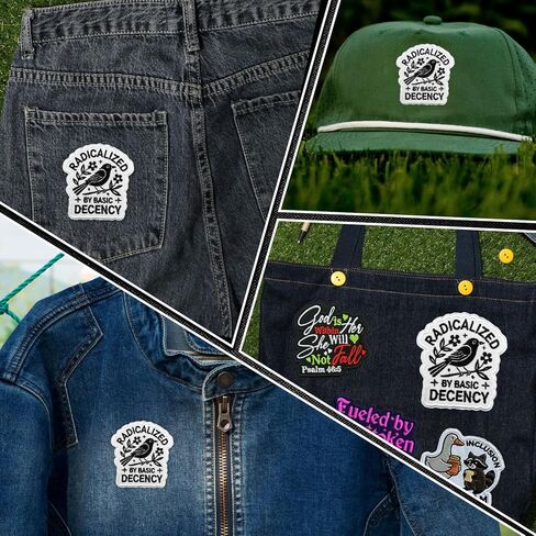 Radicalized by Basic DecencyPatch, 3 Inches Sew On Iron On Funny Sarcastic Human Rights Protest Embroidered Patches for Backpack, Jacket, Hat, Jeans DIY Uniform Gift for Men Women Kid Size 3 Inch in Saudi Arabia