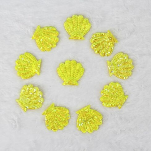 10Pcs Embroidery Shell Shapes Sew On Patch Badge Bag Hat Hair Accessory Applique (Purple) in Saudi Arabia