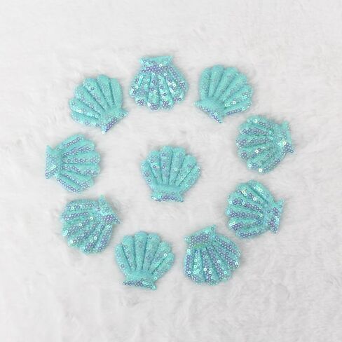 10Pcs Embroidery Shell Shapes Sew On Patch Badge Bag Hat Hair Accessory Applique (Purple) in Saudi Arabia