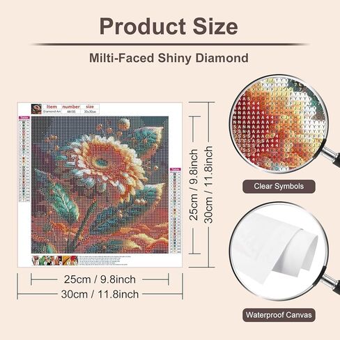 مجموعة فنية ماسية من Anuver، مجموعة طلاء ألماس على شكل زهرة للبالغين للمبتدئين، 5D DIY حفر كامل الماس جوهرة حرفية ديكور جدار المنزل، 12 × 12 بوصة in Kuwait