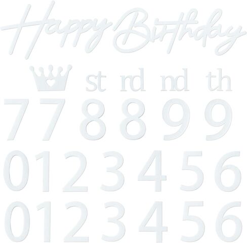 علامة عيد ميلاد سعيد بيضاء مع 0-9 أرقام للخلفية - عيد ميلاد سعيد الثامن عشر بحروف لامعة كبيرة ومجموعتين من الأرقام مجموعة عمرية مخصصة للخلفية، قوس البالون، ديكورات الحفلات in Kuwait