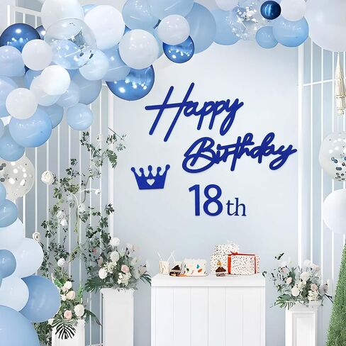 علامة عيد ميلاد سعيد بيضاء مع 0-9 أرقام للخلفية - عيد ميلاد سعيد الثامن عشر بحروف لامعة كبيرة ومجموعتين من الأرقام مجموعة عمرية مخصصة للخلفية، قوس البالون، ديكورات الحفلات in Kuwait