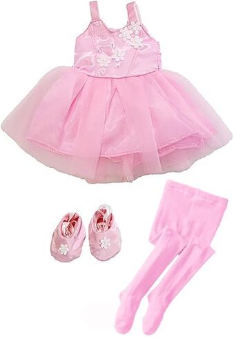 Pink Ballerina 4 pc Set for 14-Inch Dolls | Premium Quality & Trendy Design | Dolls Clothes in Saudi Arabia