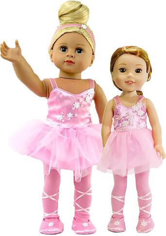 Pink Ballerina 4 pc Set for 14-Inch Dolls | Premium Quality & Trendy Design | Dolls Clothes in Saudi Arabia