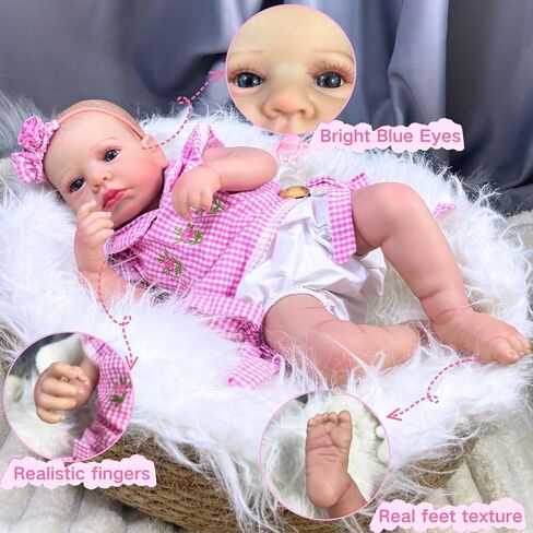 MRB Lifelike Reborn Baby Dolls, 20 Inch Realistic Real Life Baby Dolls Girl with Soft Weighted Body and Blue Eyes, Newborn Baby Dolls Gift with Accessories for 3+ Years Old Kids in Saudi Arabia