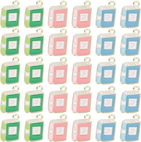 SUNNYCLUE 60Pcs 3 Colors Book Jewelry Charms School Enamel Charms Colorful Assorted Metal Class Student Golden Plated Alloy Small Pendants for Jewelry Making Necklaces Bracelets Earrings DIY Crafts in Saudi Arabia