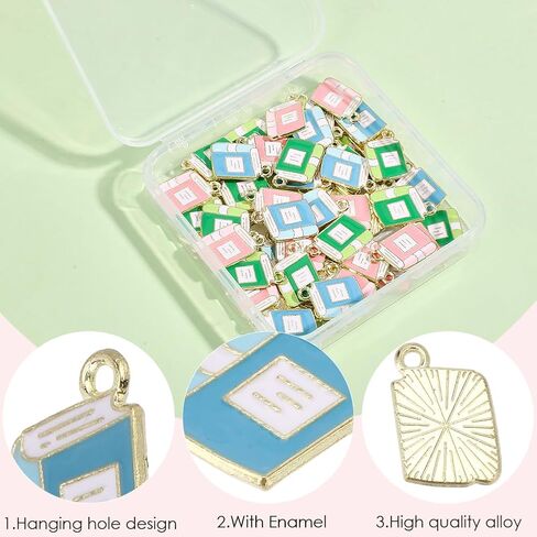 SUNNYCLUE 60Pcs 3 Colors Book Jewelry Charms School Enamel Charms Colorful Assorted Metal Class Student Golden Plated Alloy Small Pendants for Jewelry Making Necklaces Bracelets Earrings DIY Crafts in Saudi Arabia