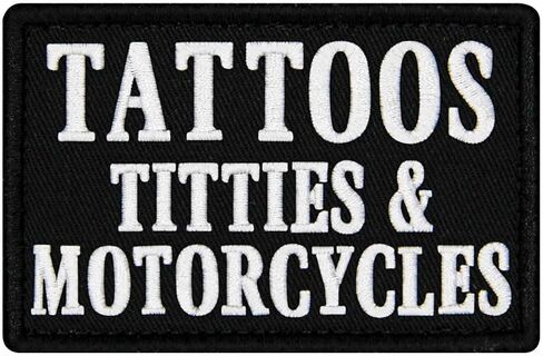 EmbTao Tattoos Titties & Motorcycles Patch Embroidered Biker Badge Funny Applique Hook & Loop Emblem in Saudi Arabia