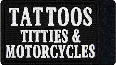 EmbTao Tattoos Titties & Motorcycles Patch Embroidered Biker Badge Funny Applique Hook & Loop Emblem in Saudi Arabia
