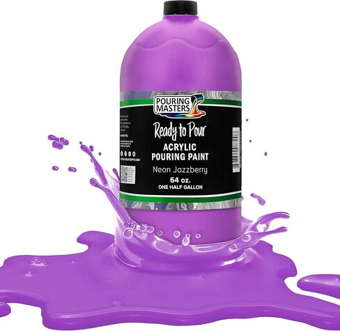 Pouring Masters Neon Jazzberry Ready to Pour Acrylic Pouring Paint - Premium 64-Ounce Pre-Mixed Fluid Acrylic Paint - Fluid Art Supplies for Canvas, Wood, Paper, Tile & Rocks in Saudi Arabia