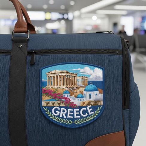 Greece Patch (3.5 Inch) Embroidered Iron-on/Sew-on Badge Greek Island Travel Souvenir Tourist Emblem DIY Backpack Gift Patches in Saudi Arabia
