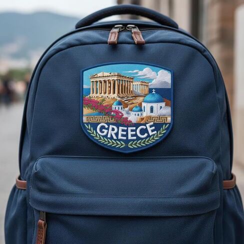 Greece Patch (3.5 Inch) Embroidered Iron-on/Sew-on Badge Greek Island Travel Souvenir Tourist Emblem DIY Backpack Gift Patches in Saudi Arabia