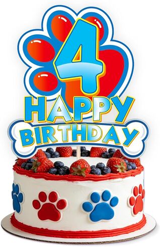 أغطية كعكة عيد الميلاد الخامس من الرسوم المتحركة - أعواد كعكة "Dog Paw Cheers to 5 Years"، لوازم حفلات عيد الميلاد الخامس السعيد للأطفال والبنات والأولاد وأعياد ميلاد الأطفال ومستلزمات تزيين الطاولة (مخلب الكلب - الخامس) in Kuwait
