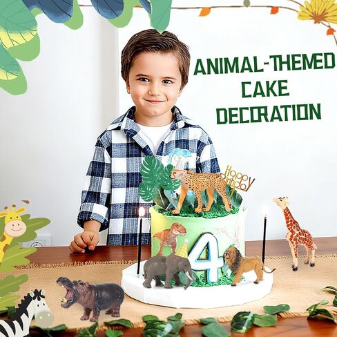 22 قطعة من أغطية الكعكة على شكل حيوانات سفاري، أغطية كعكة على شكل حيوانات الغابة مع قبعات صغيرة وأوراق مونسترا لحيوانات الغابة لتزيين حفلات أعياد الميلاد لحفلات استقبال المولود الجديد in Kuwait