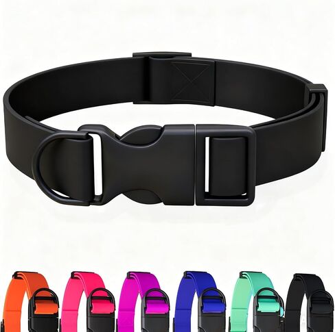 طوق كلب مقاوم للماء، متين وسهل التنظيف، طوق كلب مطاطي مقاوم للرائحة، يناسب الكلاب الصغيرة والمتوسطة والكبيرة (وردي، كبير (رقبة 15.4-24.8 بوصة)) in Kuwait