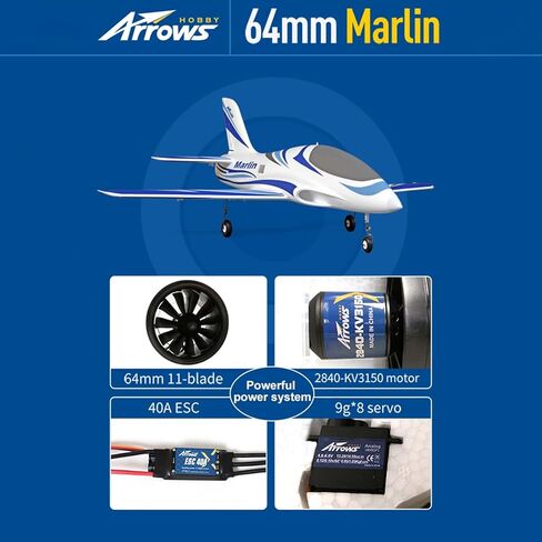 FAIR RC Arrows Rc Jet Rc Airplane EDF Jet Rc Planes for Adults Hobby RC Plane 64mm Marlin 6 Channel Remote Control Plane PNP (No Battery, no Charger, no Radio) in Saudi Arabia