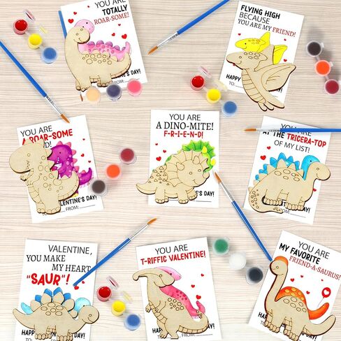 24 Sets Valentine's Day Gifts for Kids Farm Animals Wood Painting Craft Kits with Valentine Cards Valentines Day Gift Wooden Crafts for School Classroom Activity Exchange Gifts Party Favor Supplies in Saudi Arabia