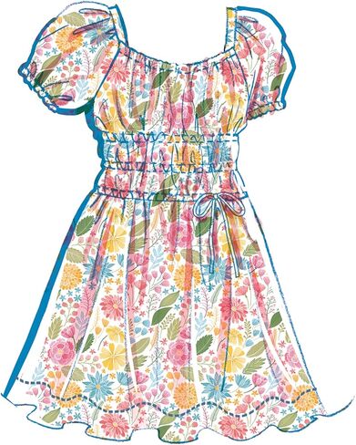 McCall's M8619A Easy-to-Make Girls' Ruched Pull-on Dress, Top and Loose-Fitting Skirt Sewing Pattern Packet, Design Code M8619, Sizes 7-8-10-12-14 in Saudi Arabia
