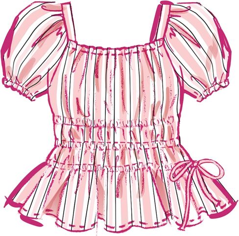 McCall's M8619A Easy-to-Make Girls' Ruched Pull-on Dress, Top and Loose-Fitting Skirt Sewing Pattern Packet, Design Code M8619, Sizes 7-8-10-12-14 in Saudi Arabia