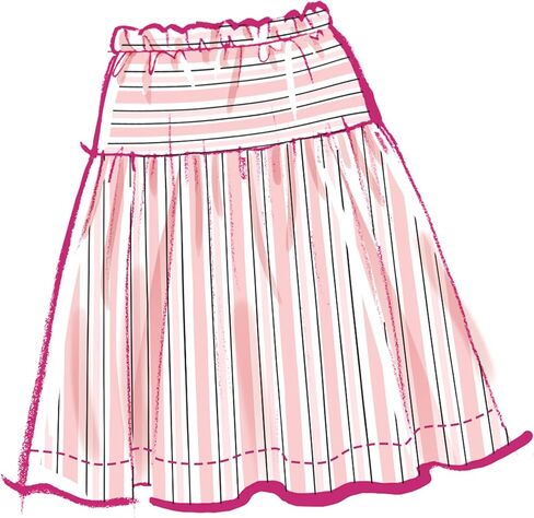 McCall's M8619A Easy-to-Make Girls' Ruched Pull-on Dress, Top and Loose-Fitting Skirt Sewing Pattern Packet, Design Code M8619, Sizes 7-8-10-12-14 in Saudi Arabia