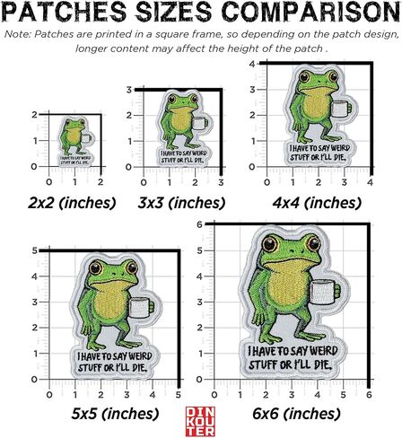 I Have to Say Weird Stuff Or I Will Die Patch 3" Funny Frog Drinking Coffee Iron On/Sew On Embroidery Patch for Caps, Backpacks, Jackets, Uniform DIY Patches Gift for Her Girls 3 Inches in Saudi Arabia