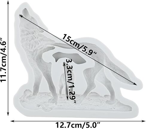 Howling Wolf Silicone Resin Mold Wolf Polymer Clay Molds for DIY Crafts Epoxy Resin Casting Air Dry Polymer Clay Plaster Jewelry Making in Kuwait