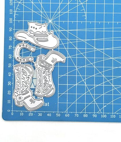 West Cowboy Boots Cowboy Hat Happy Birthday Metal Cutting Die DIY Scrapbooking Artist Metal Cutting Dies Stencils Handcraft Embossing Die Stencil for DIY Scrapbooking Album Card Decorative in Saudi Arabia