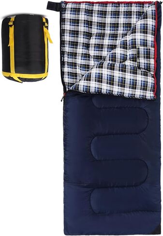 REDCAMP Cotton Flannel Sleeping Bag for Camping Backpacking, Adults Cold Weather Envelope Sleeping Bags with 2/3/4/6lbs Filling in Kuwait