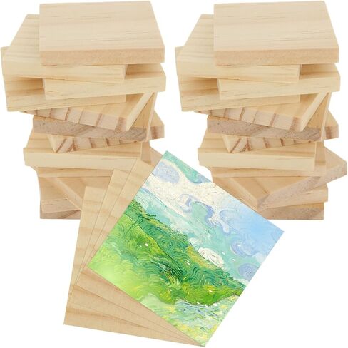 SHUESS 50 PCS 3x3 Wooden Squares for Crafts, Natural Blank Wood Square Blocks, 1/4 Inch Thick for Crafts, Wood Burning, Laser Engraving, and DIY in Saudi Arabia