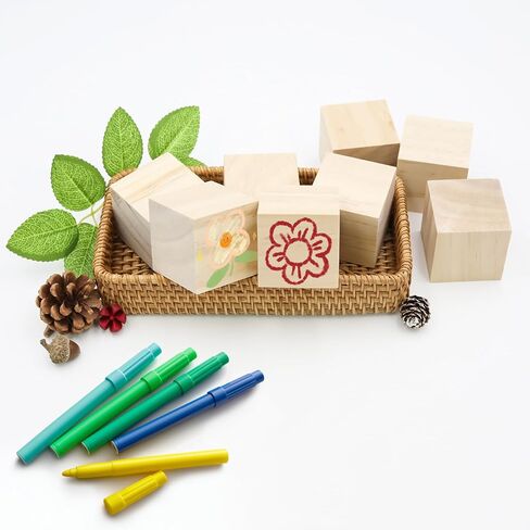 8 Pack Wooden Blocks for Crafts, 2 Inch Unfinished Wooden Cubes, Square Wood Blocks for DIY Craft Projects in Saudi Arabia
