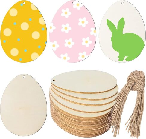 Zontween Unfinished Wooden Easter Egg Cutouts 20pcs DIY Crafts Painting Supplies for Christmas Birthday Party Happy Easter Spring Home Decor in Saudi Arabia