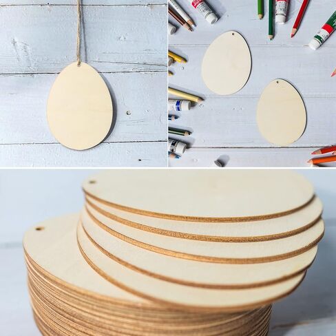 Zontween Unfinished Wooden Easter Egg Cutouts 20pcs DIY Crafts Painting Supplies for Christmas Birthday Party Happy Easter Spring Home Decor in Saudi Arabia