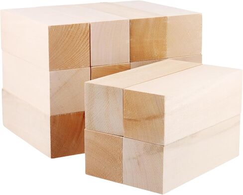 MANCHAP 16 Pack 6 x 2 x 2 Inch Basswood Carving Blocks, Unfinished Solid Wooden Carving Blocks, Wood Whittling Basswood Block for Carving, Crafts in Saudi Arabia