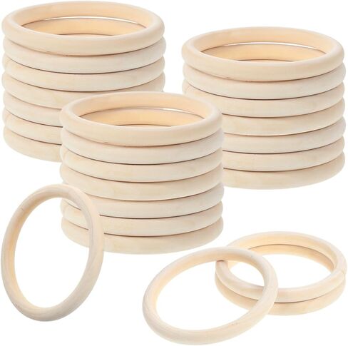 30 Pcs 4 Inch Wooden Rings for Crafts, Natural Unfinished Solid Wooden Rings for Macrame, DIY Projects, Jewelry Making and Home Decor Crafting Supplies (4 Inch Diameter) in Saudi Arabia