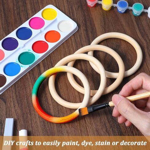 30 Pcs 4 Inch Wooden Rings for Crafts, Natural Unfinished Solid Wooden Rings for Macrame, DIY Projects, Jewelry Making and Home Decor Crafting Supplies (4 Inch Diameter) in Saudi Arabia